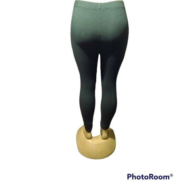 Olive Knit High Waisted Leggings S - Picture 9 of 10